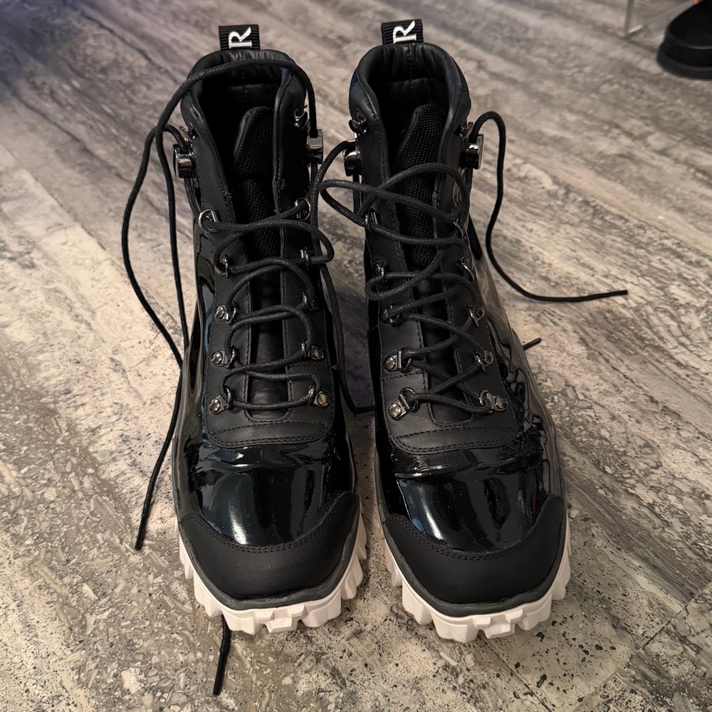 Moncler Black Patent Leather Combat Boots - Picture 8 of 10